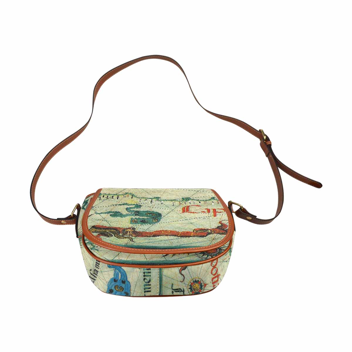 Antique Map design Handbag, saddle bag, Design 33