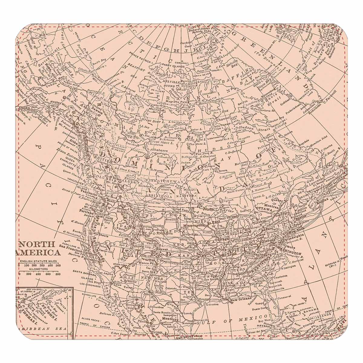 Antique Map design , womens wallet, clutch purse, Red TrimDesign 53