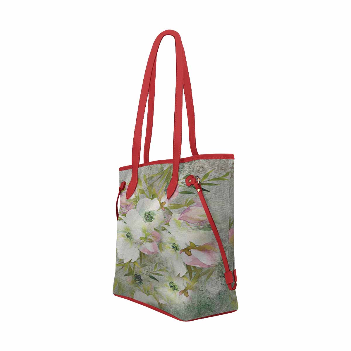 Vintage Floral Handbag, Classic Handbag, Mod 1695361 Design 03, RED TRIM