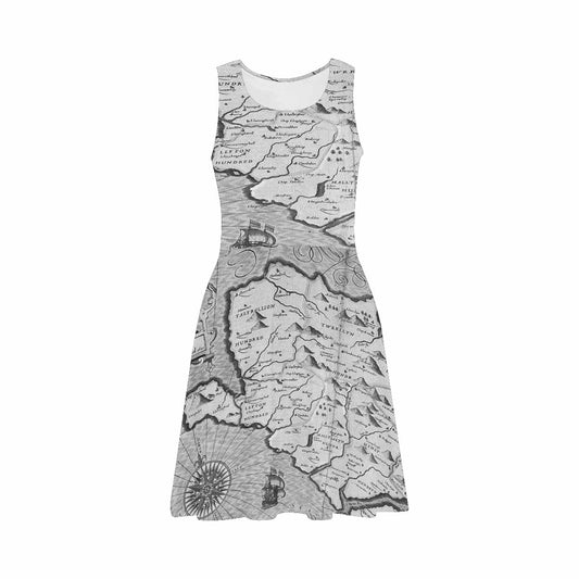 Antique Map casual summer dress, MODEL 09534, design 03