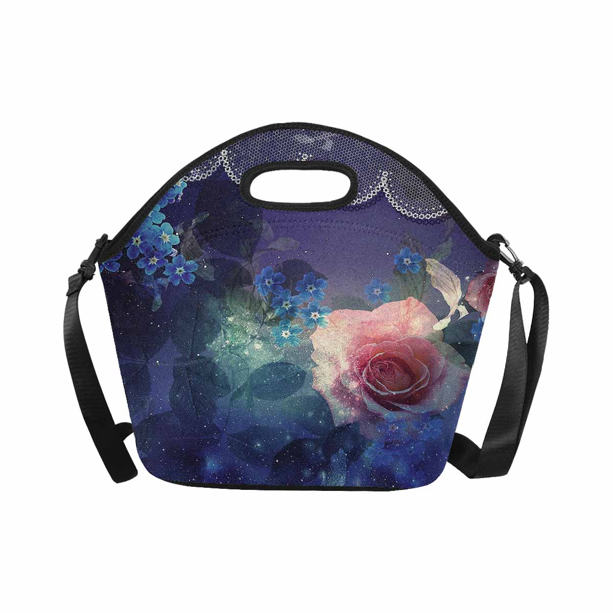 Victorian lace print insulated lunch bag, design 02