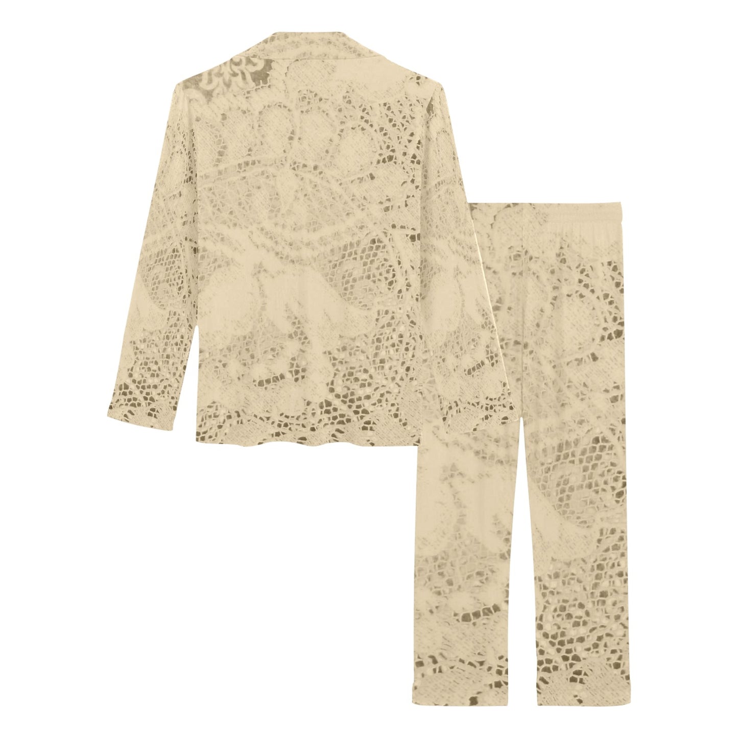 Victorian printed lace pajama set, design 26 Women's Long Pajama Set (Sets 02)