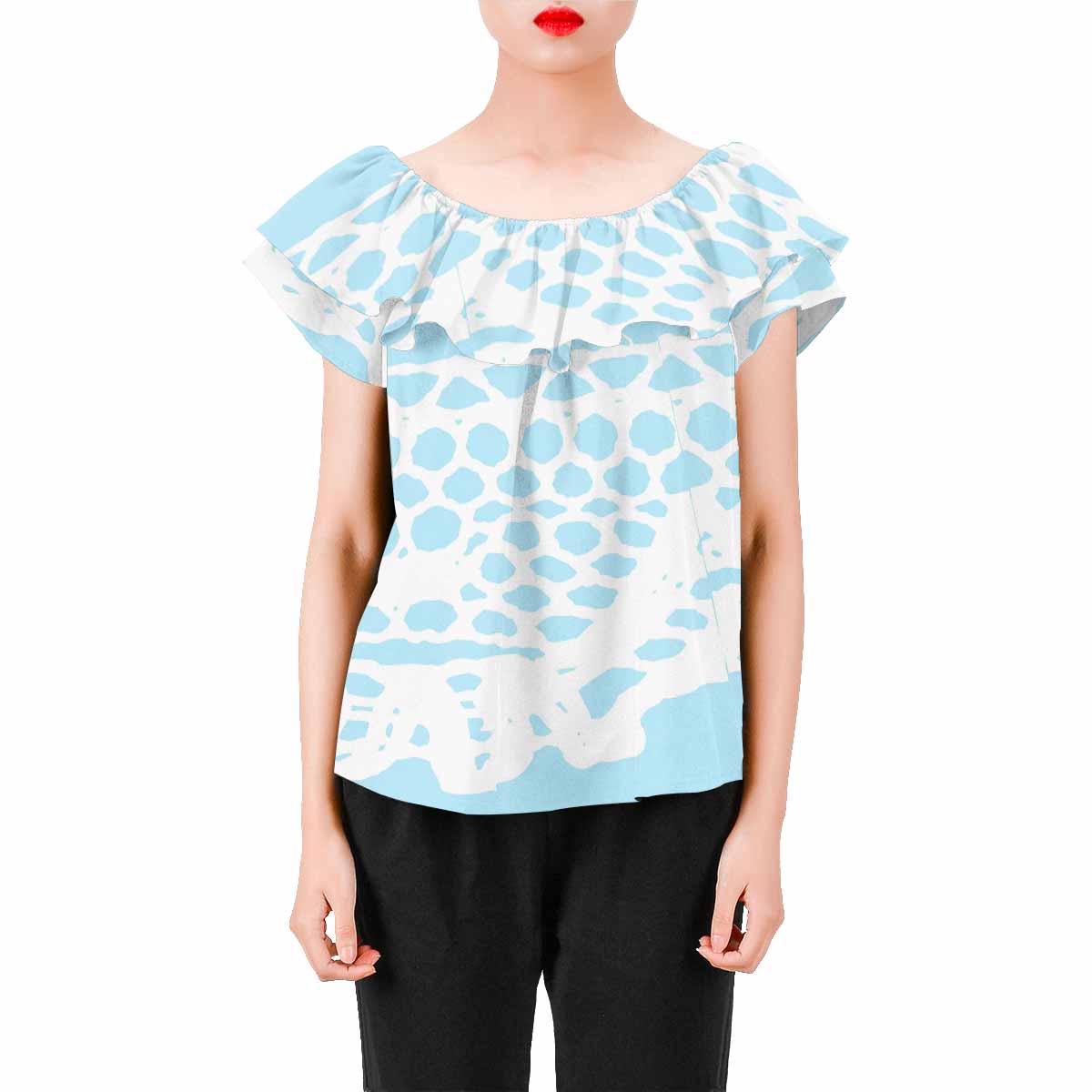 Victorian Lace print Chiffon Blouse, design 08