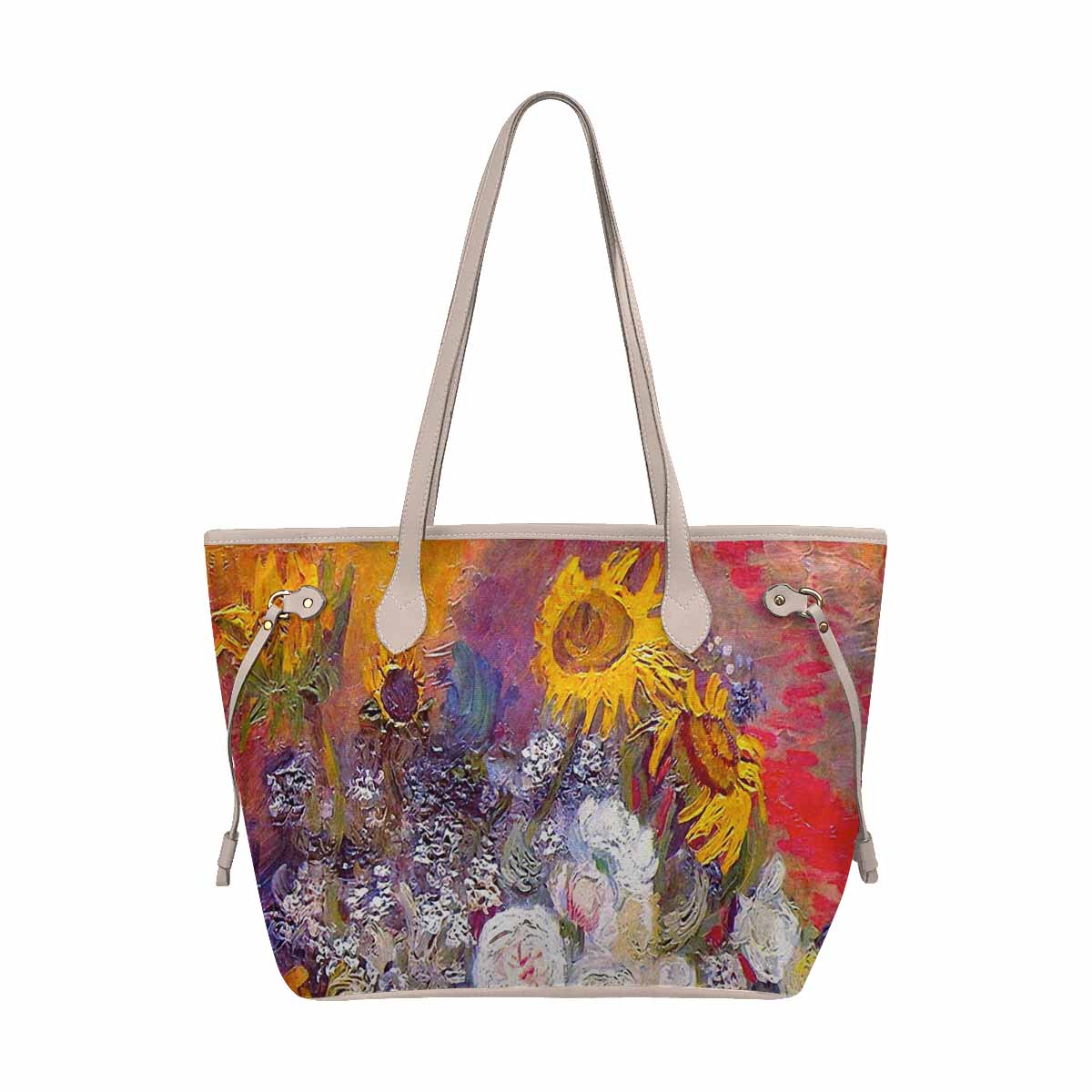 Vintage Floral Handbag, Classic Handbag, Mod 1695361 Design 54, WHITE TRIM