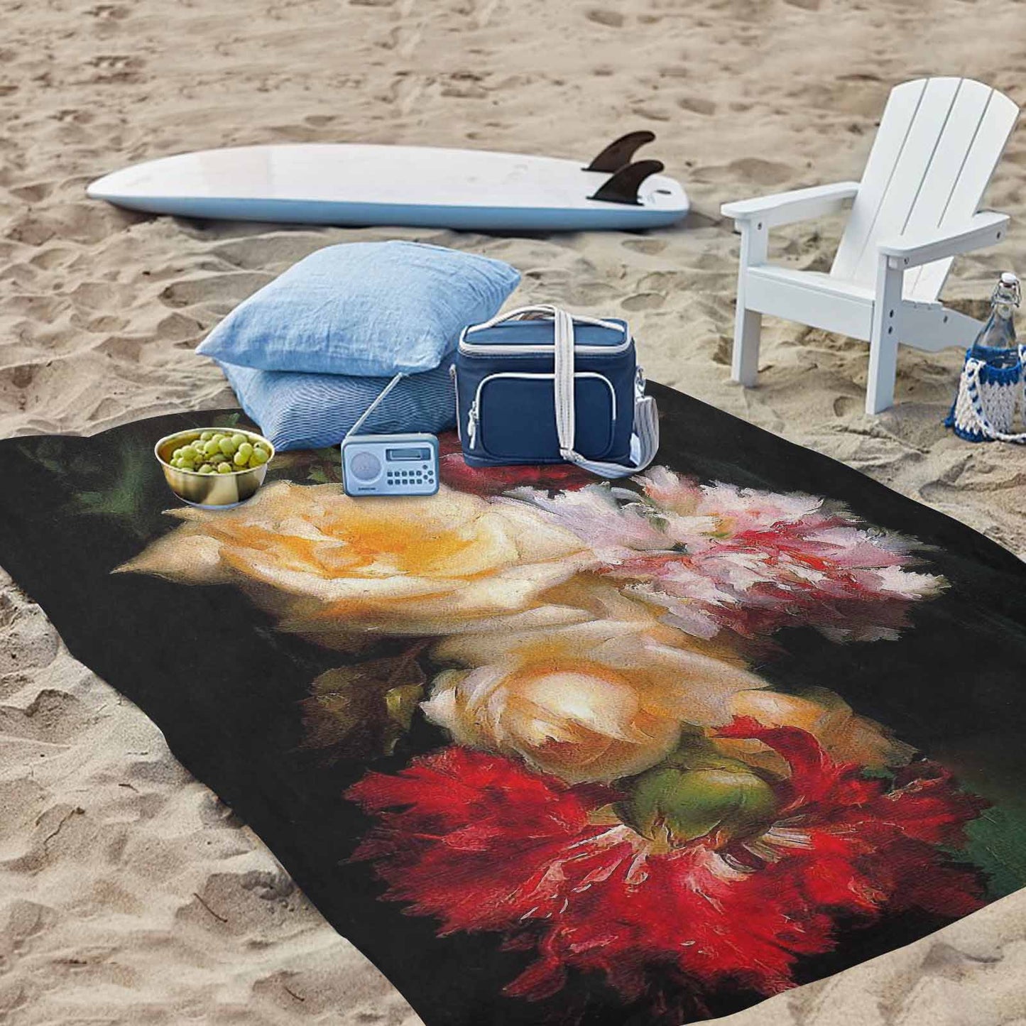 Vintage Floral waterproof picnic mat, 81 x 55in, Design 30