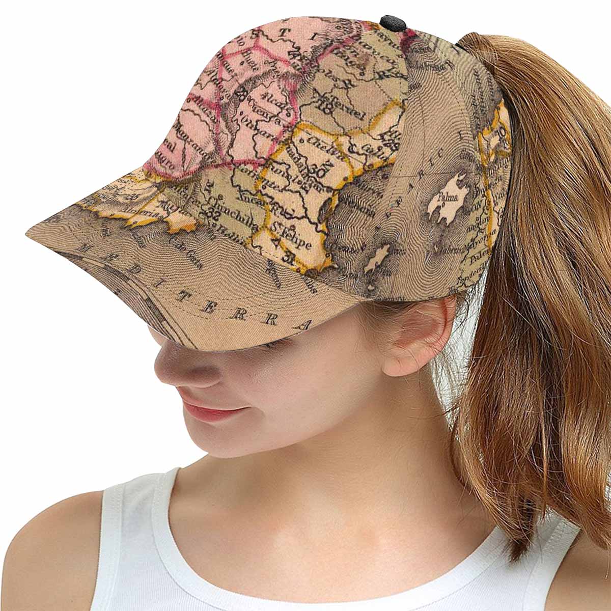 Antique Map design mens or womens deep snapback cap, trucker hat, Design 16