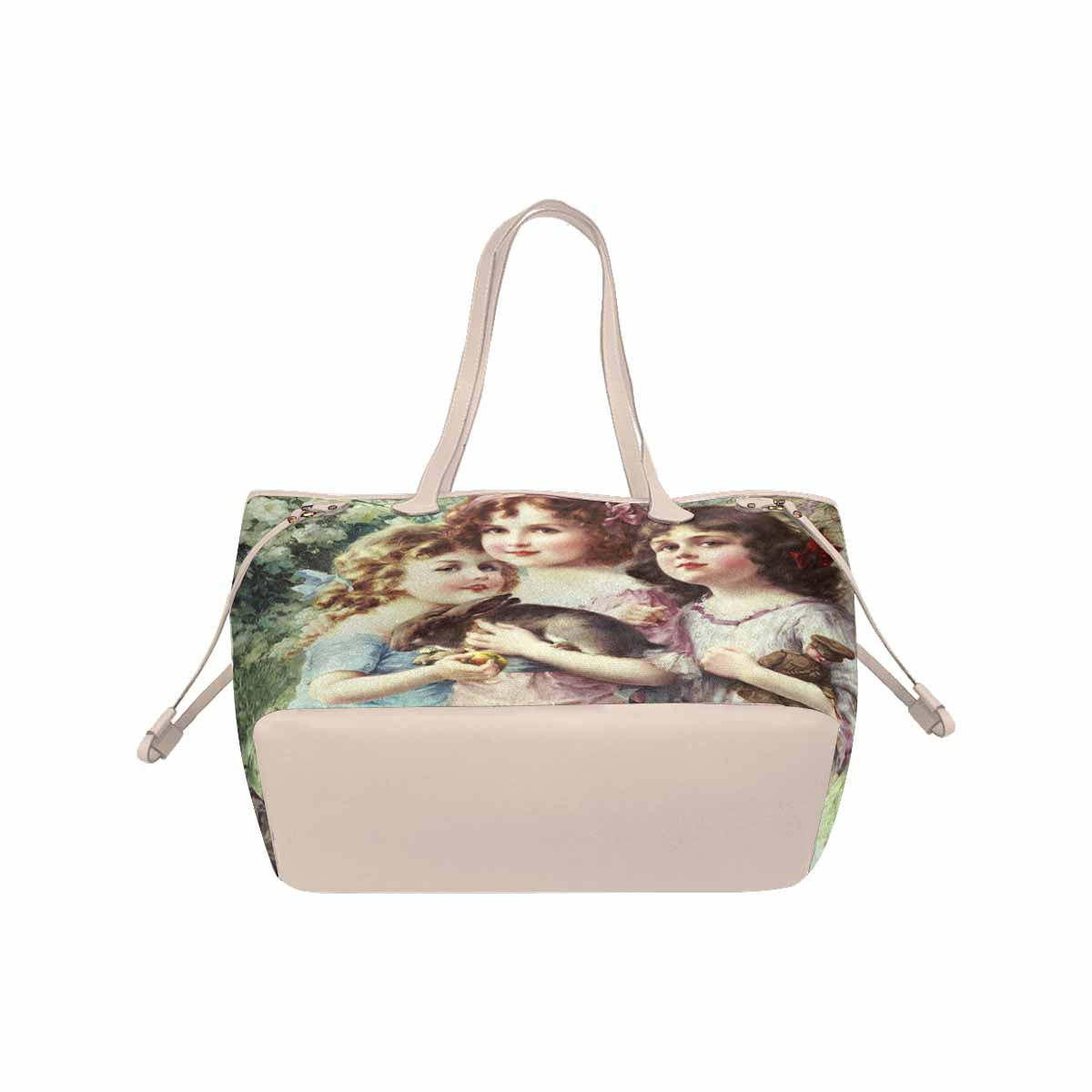 Victorian Lady Design Handbag, Model 1695361, The Three Graces #1, BEIGE/TAN TRIM