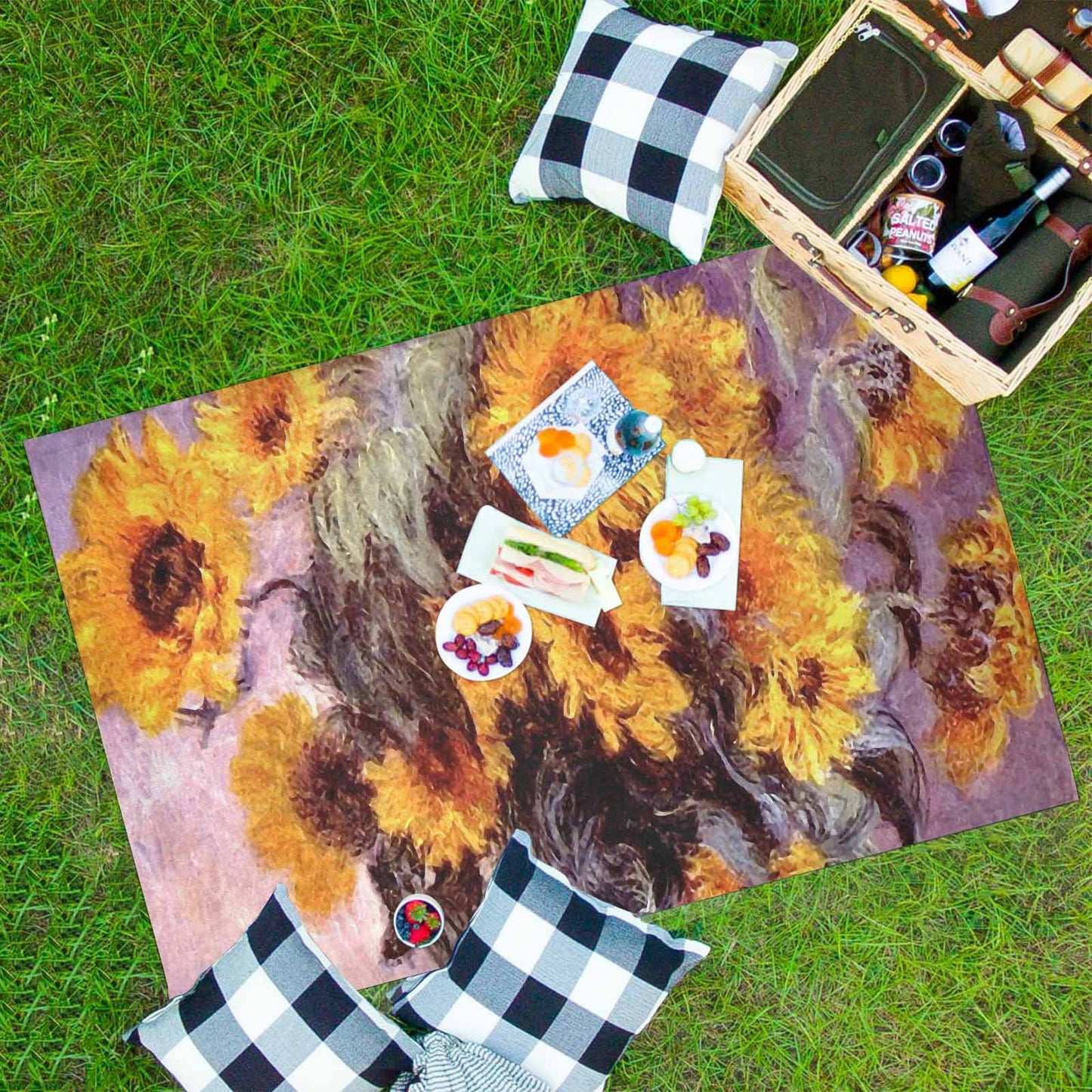 Vintage Floral waterproof picnic mat, 81 x 55in, Design 49