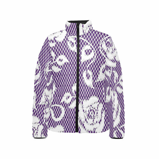 Victorian Lace print womens padded quilted jacket, design 18