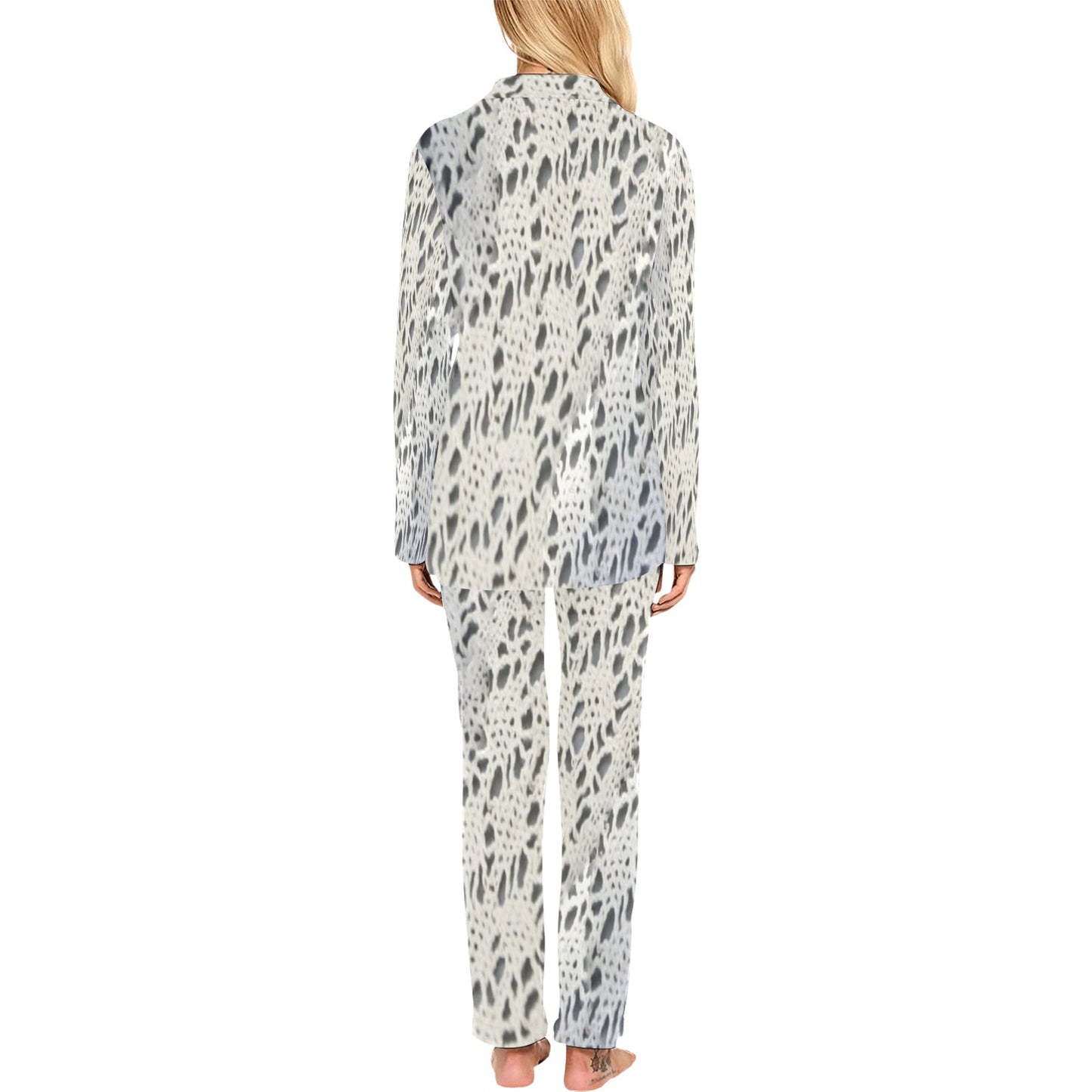 Victorian printed lace pajama set, design 12 Women's Long Pajama Set (Sets 02)