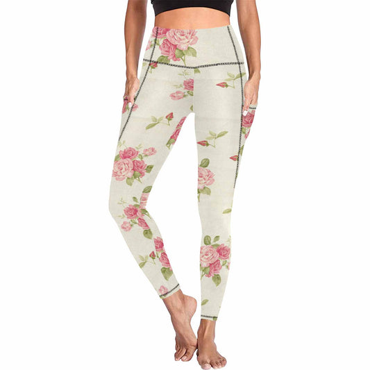 Floral 2, active wear leggings, outside surge, design 19