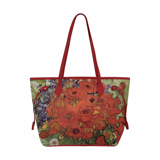 Vintage Floral Handbag, Classic Handbag, Mod 1695361 Design 47, RED TRIM
