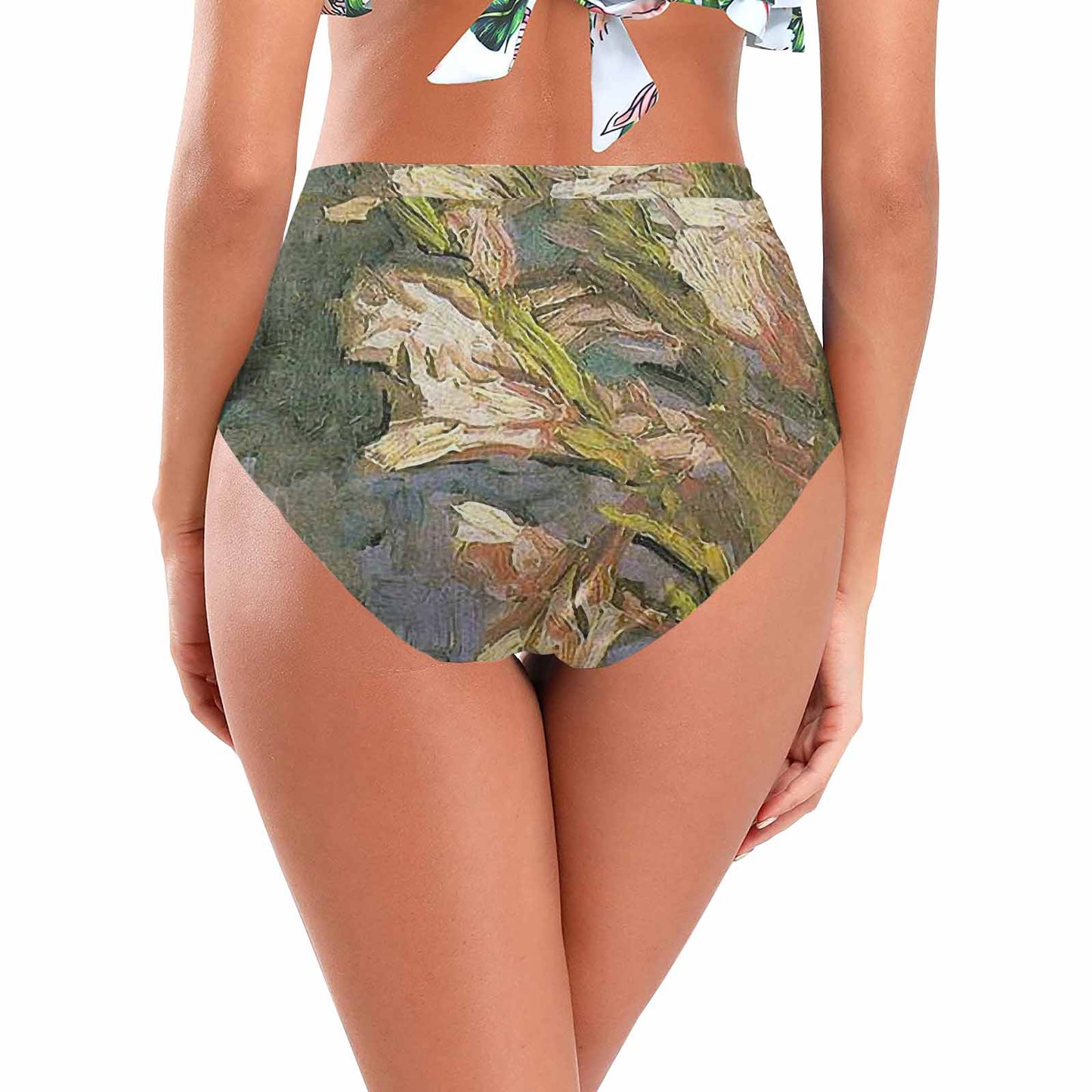 Vintage floral High waist bikini bottom, Design 59