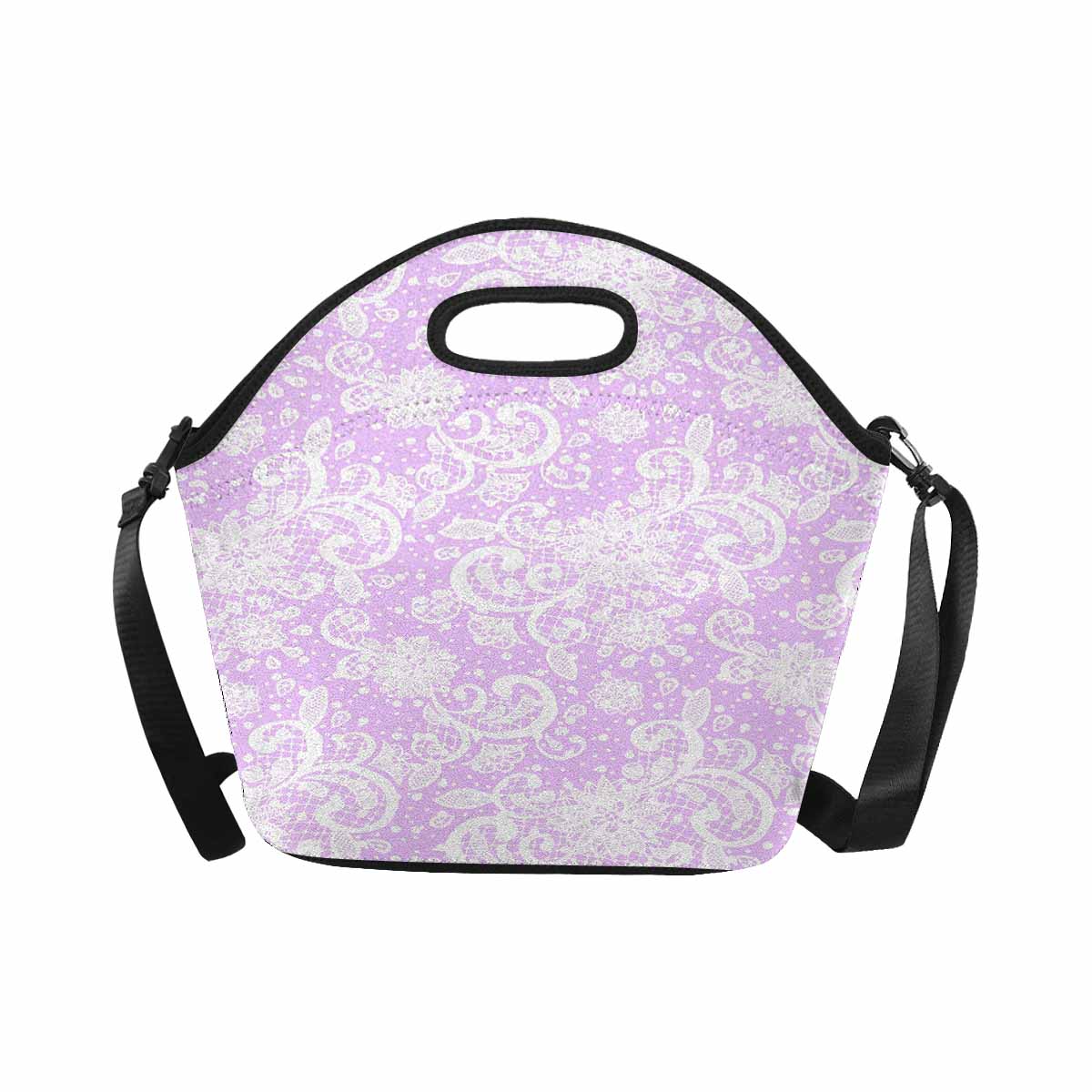 Victorian lace print insulated lunch bag, design 06