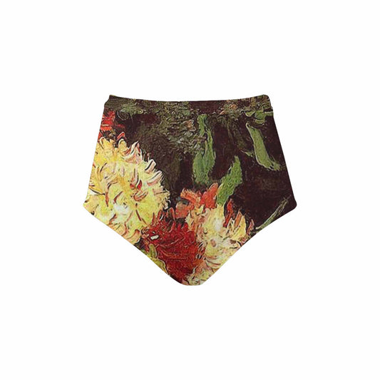 Vintage floral High waist bikini bottom, Design 33