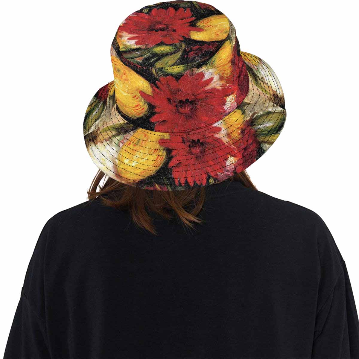 Vintage floral unisex bucket boonie Hat, outdoors hat, Design 25