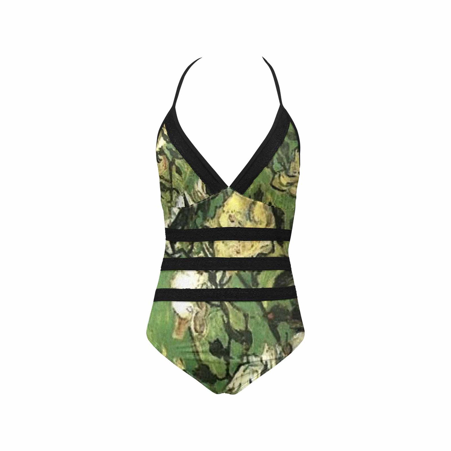 Vintage floral, vintage chest collar, one piece swim wear, Design 55