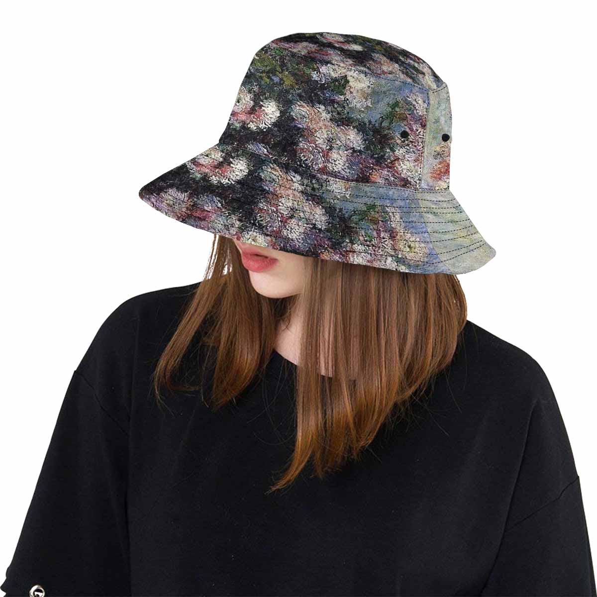 Vintage floral unisex bucket boonie Hat, outdoors hat, Design 44