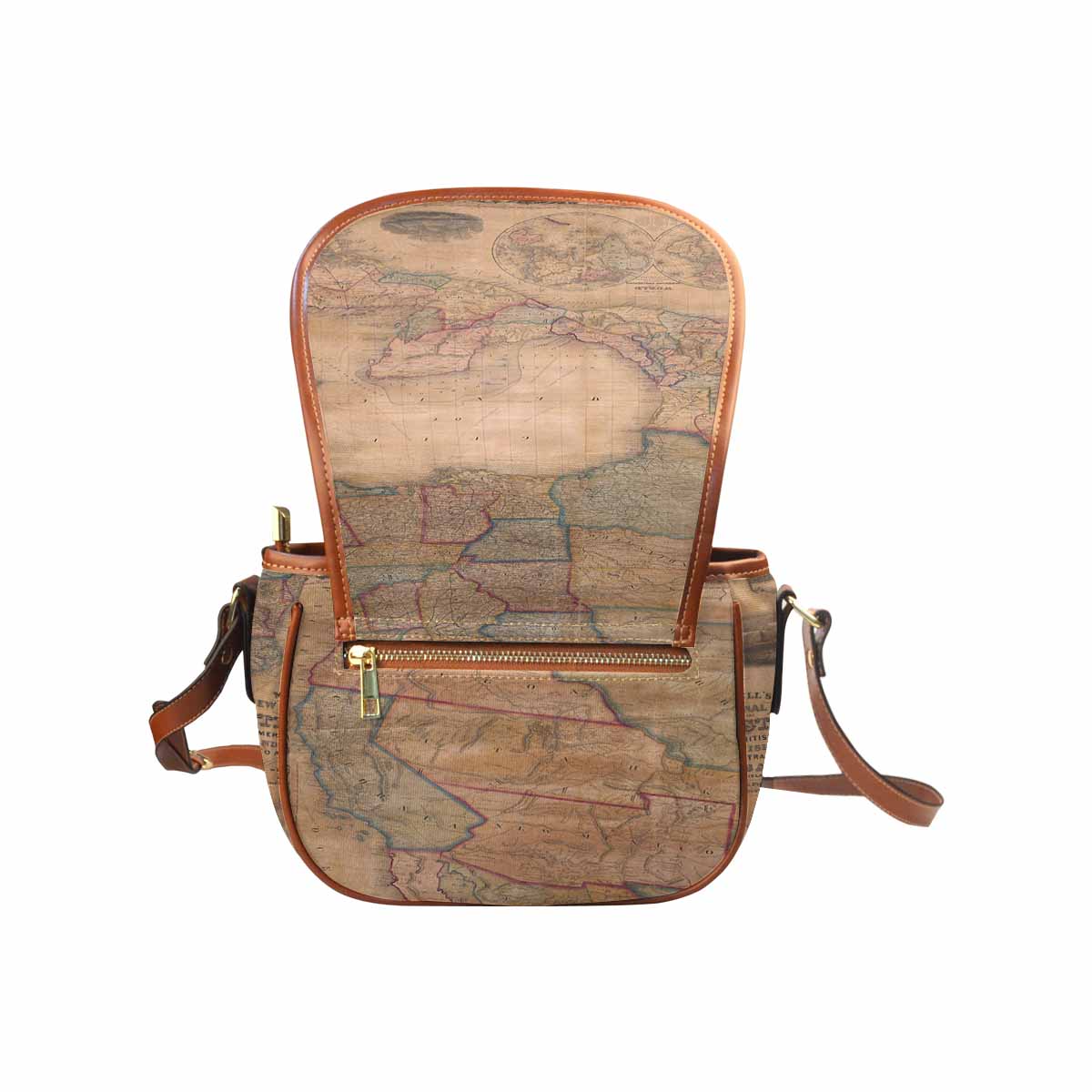 Antique Map design Handbag, saddle bag, Design 28