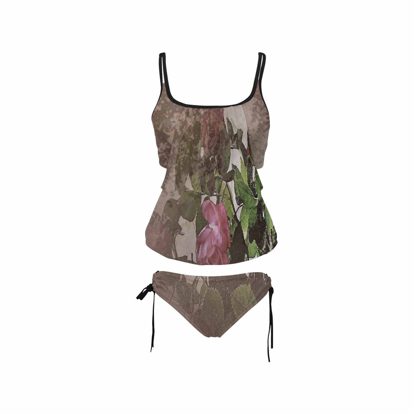 Vintage floral,cover belly tankini beach wear, swim wear, Design 22x