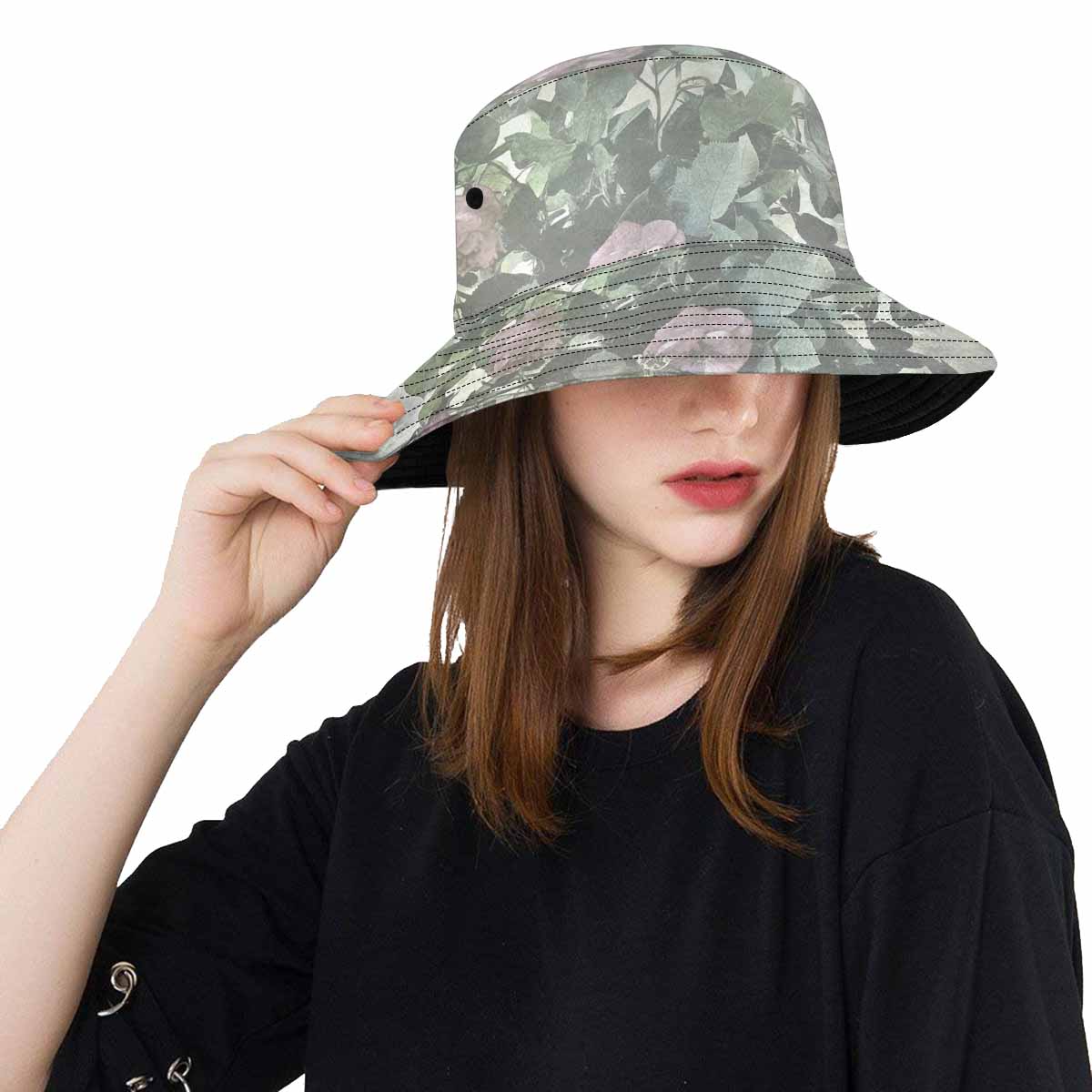 Vintage floral unisex bucket boonie Hat, outdoors hat, Design 23