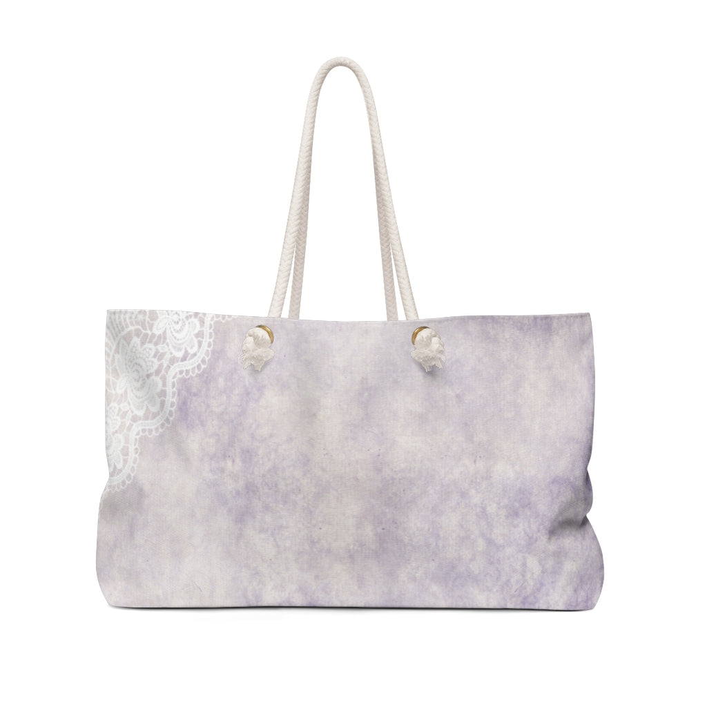 Victorian lace print weekender bag, large, design 40