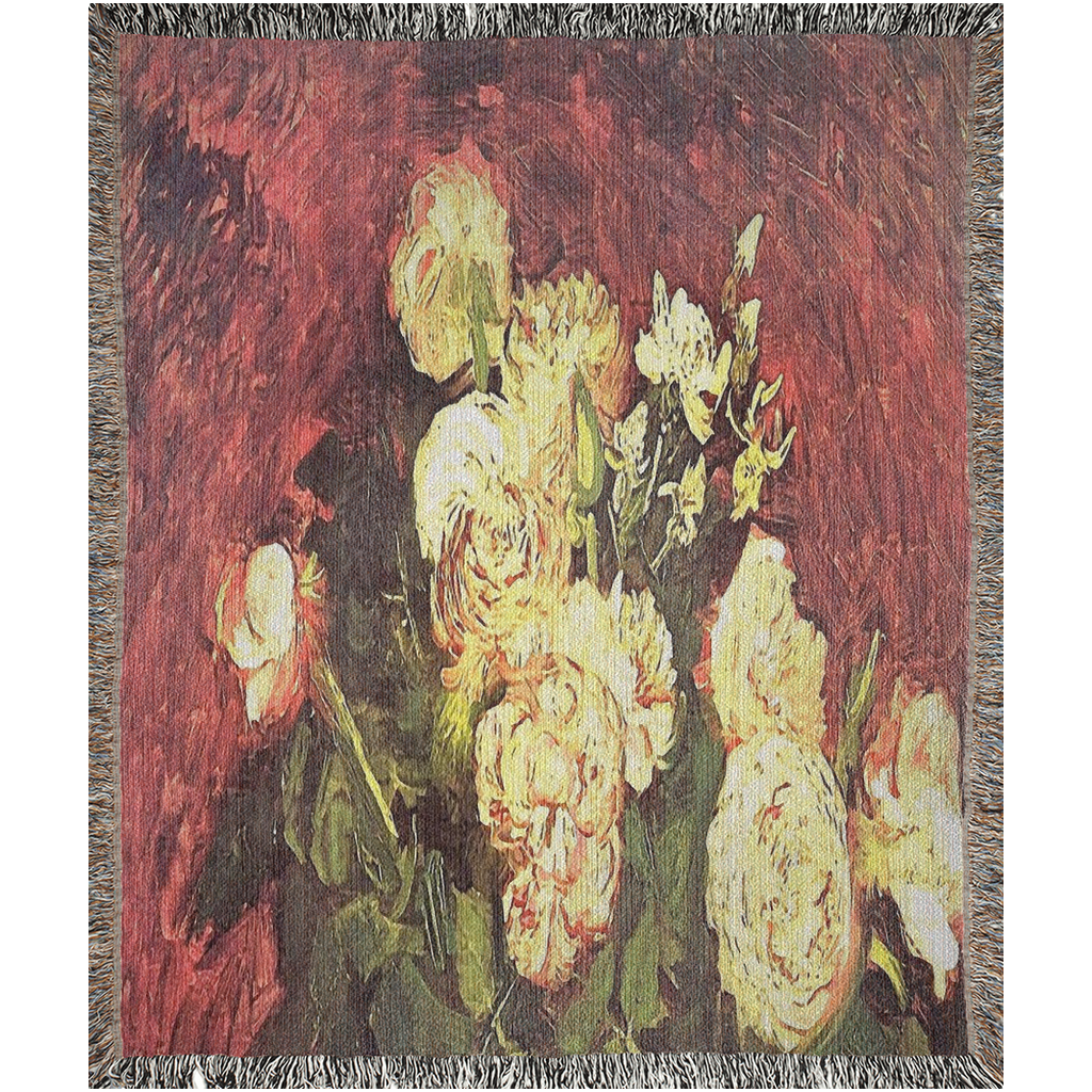 100% cotton Vintage Floral design woven blanket, 50 x 60 or 60 x 80in, Design 27