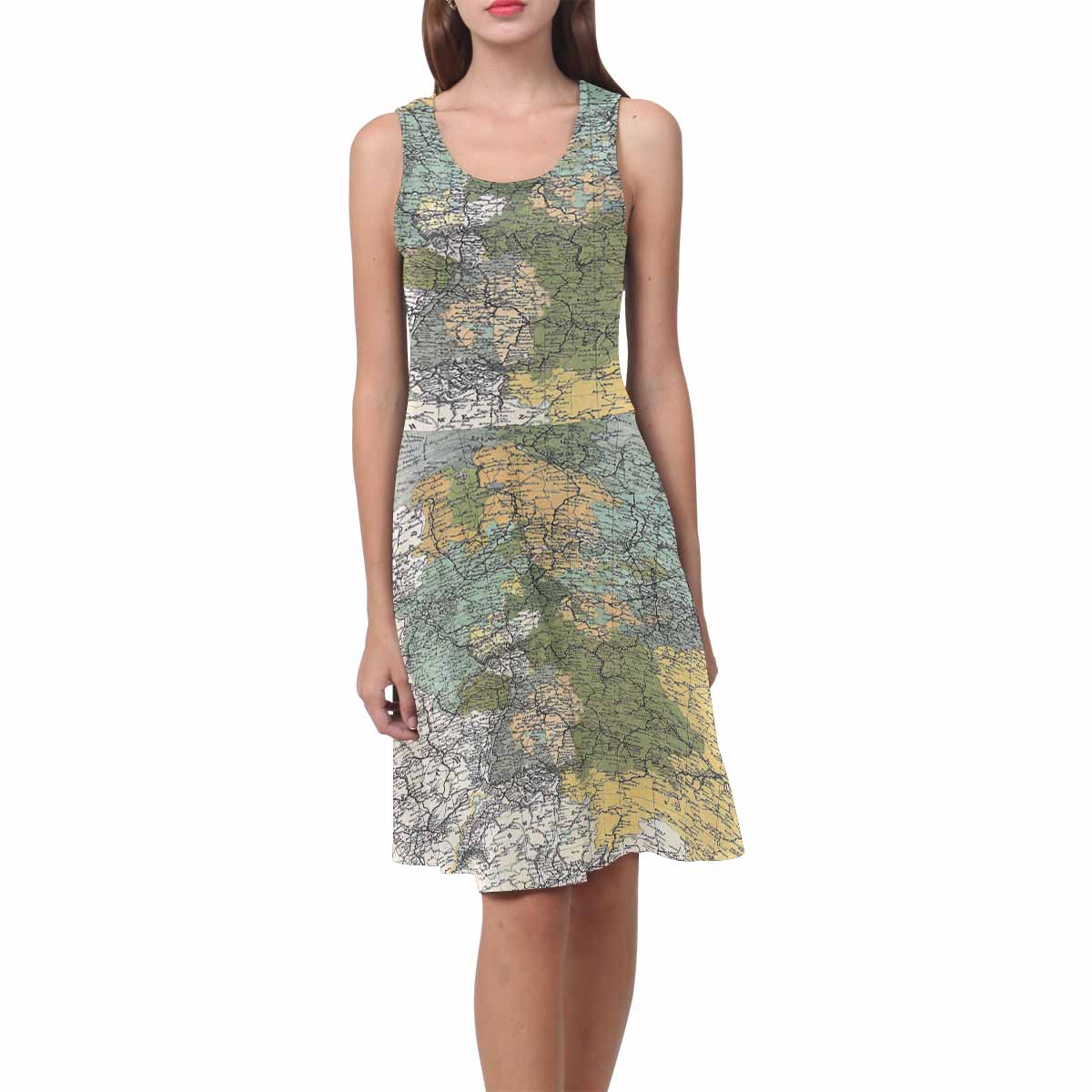 Antique Map casual summer dress, MODEL 09534, design 10