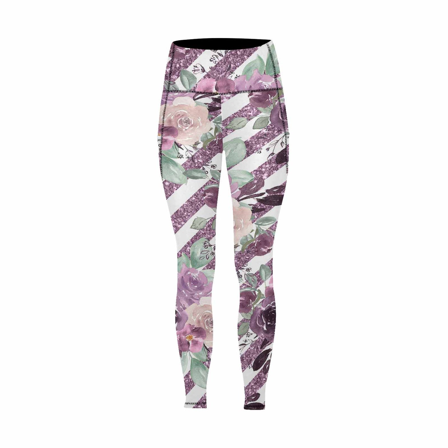 Floral 2, active wear leggings, outside surge, design 33