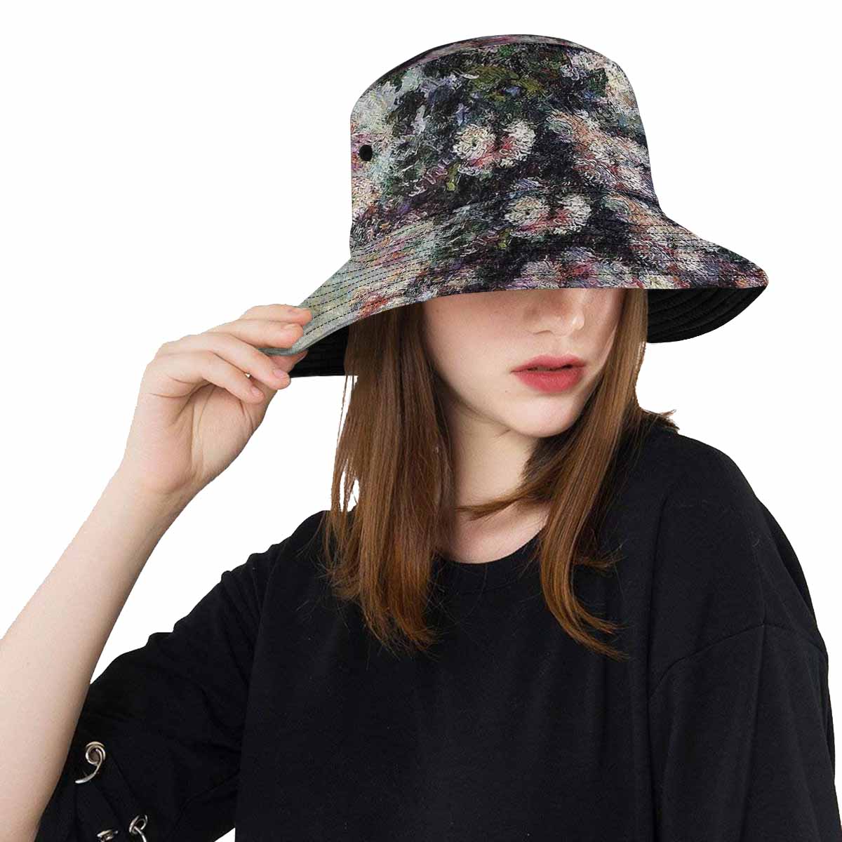 Vintage floral unisex bucket boonie Hat, outdoors hat, Design 44