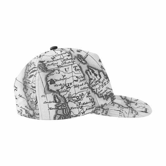 Antique Map design mens or womens deep snapback cap, trucker hat, Design 32