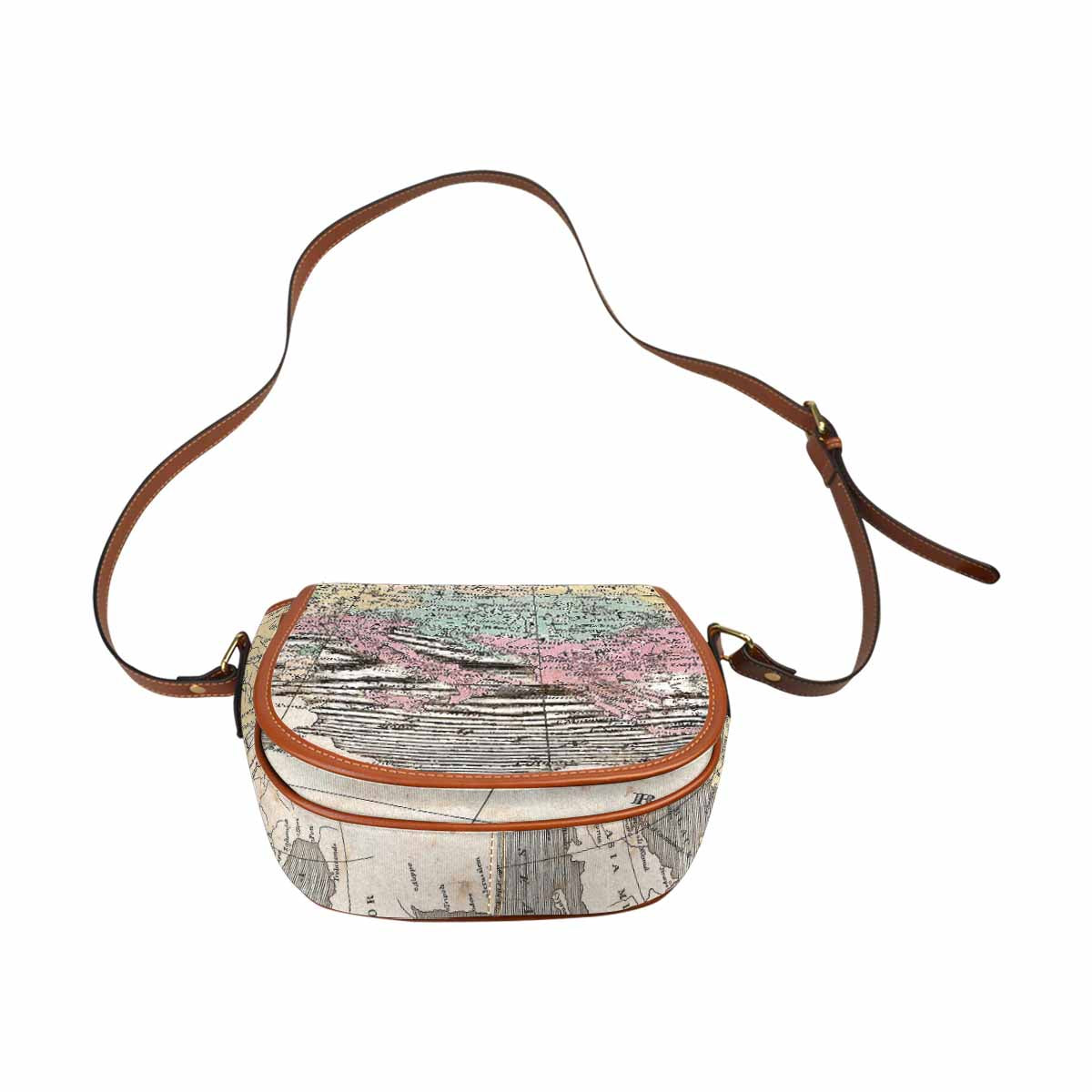 Antique Map design Handbag, saddle bag, Design 9