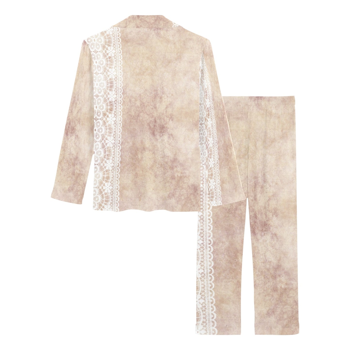Victorian printed lace pajama set, design 35 Women's Long Pajama Set (Sets 02)
