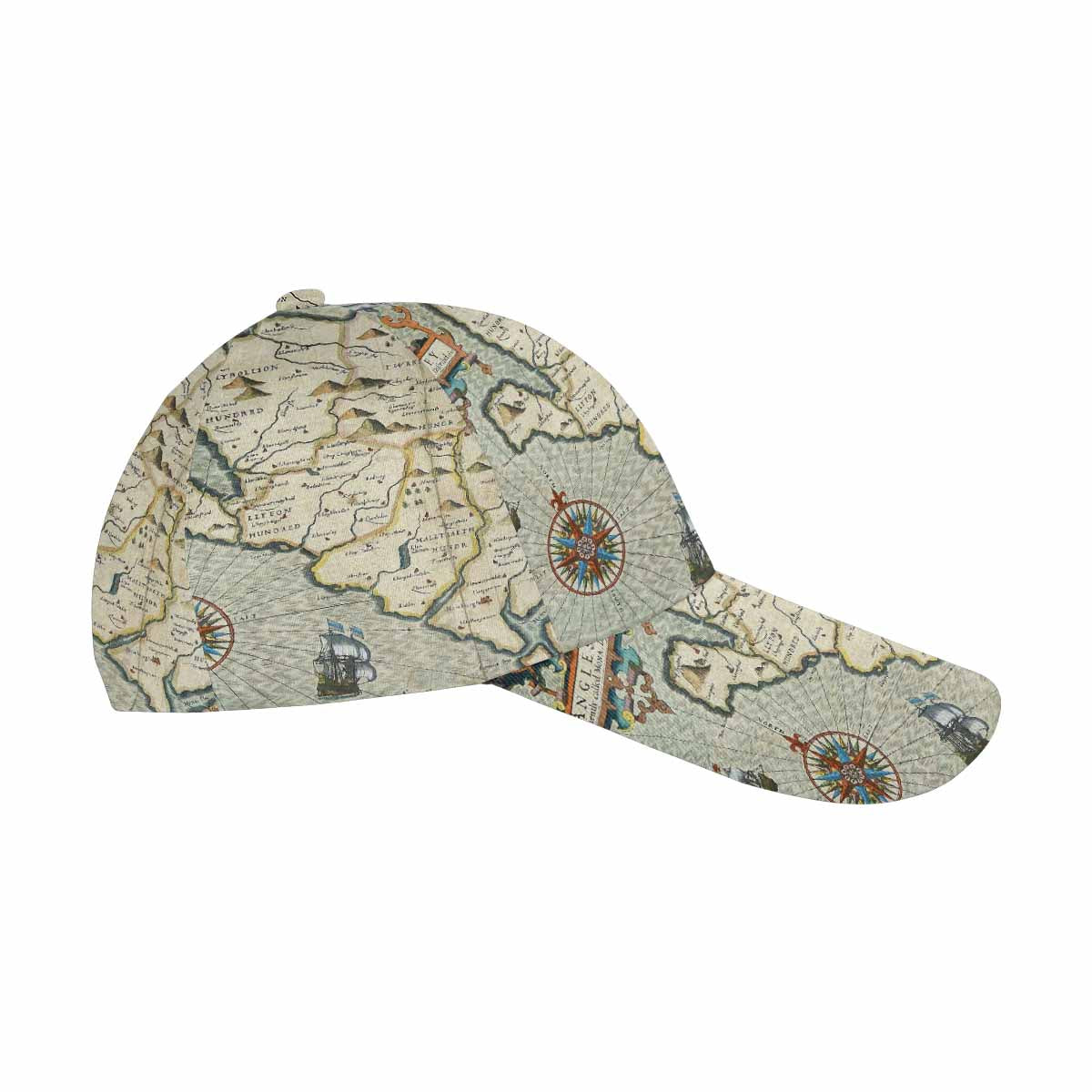 Antique Map design dad cap, trucker hat, Design 13