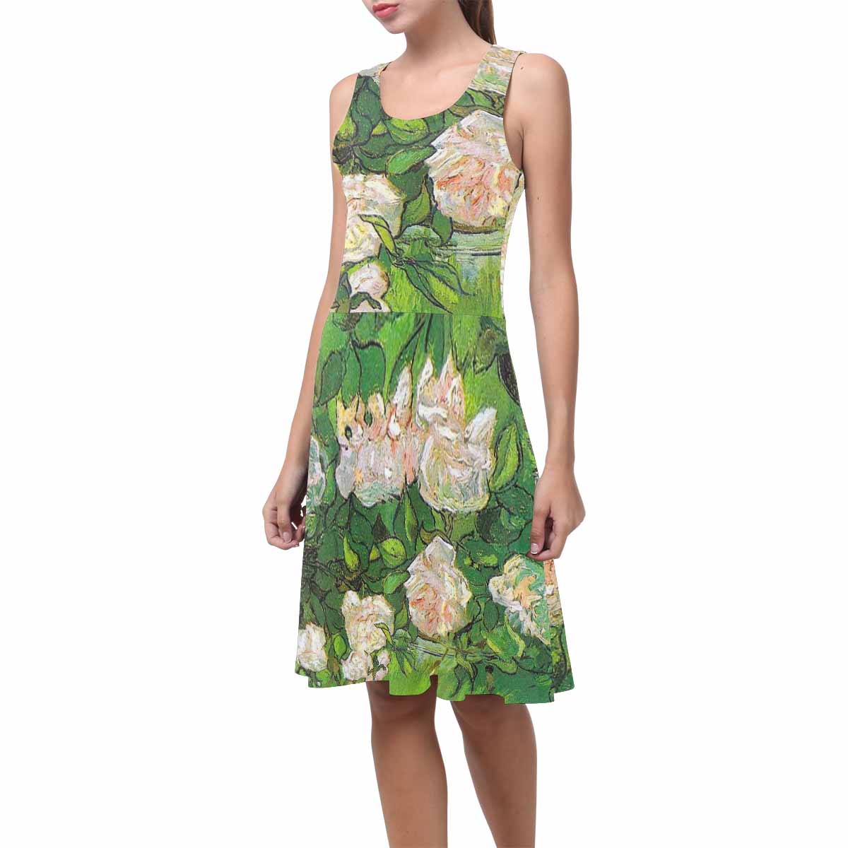 Vintage floral short summer flare dress,  XS to 3XL plus size, model D09534 Design 06