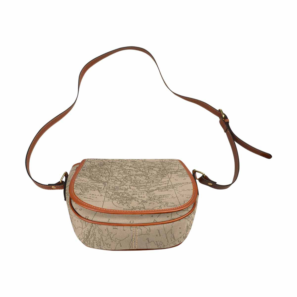 Antique Map design Handbag, saddle bag, Design 54