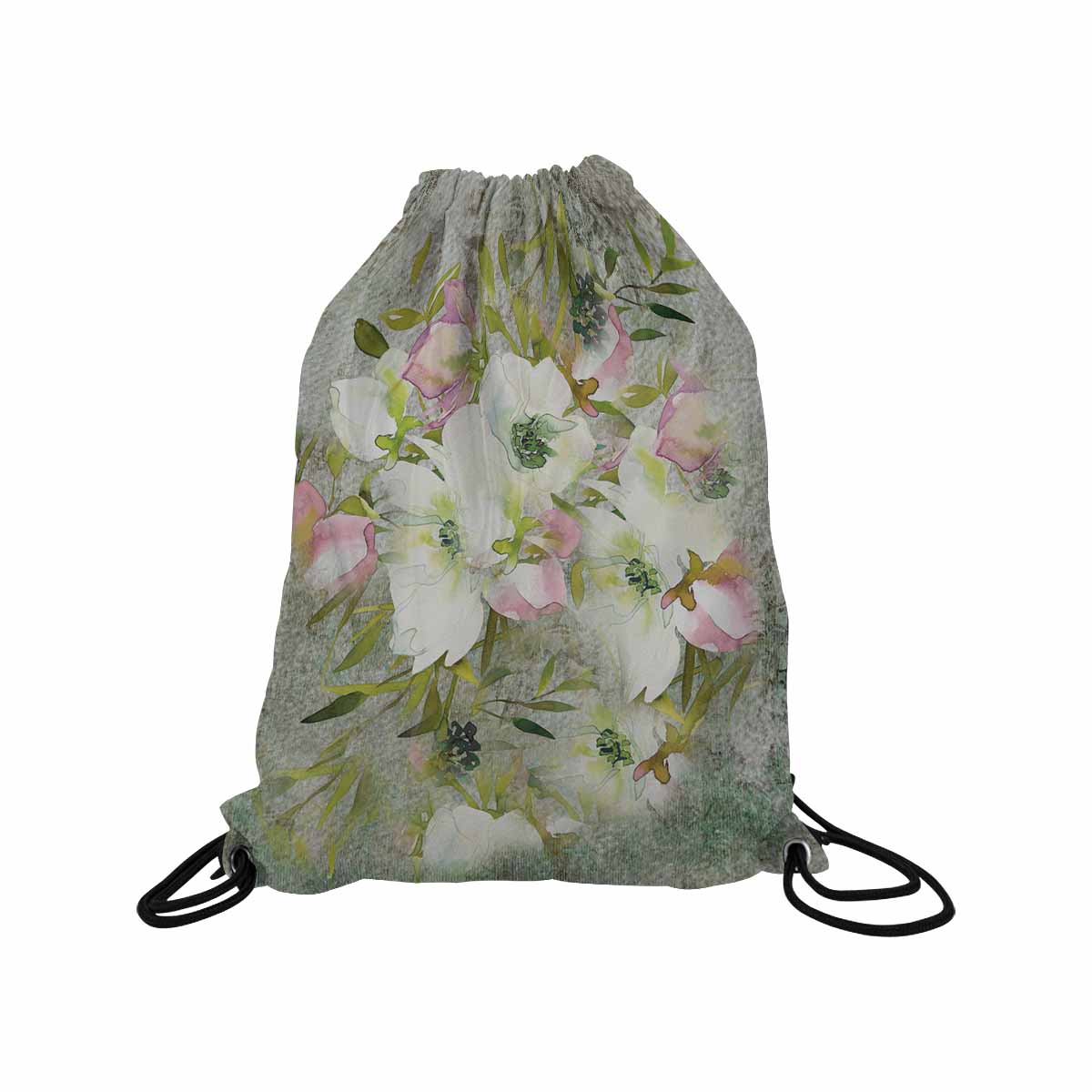 Vintage Floral print, DRAWSTRING BAG, MEDIUM, Design 03