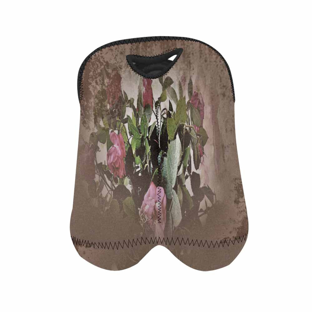 Vintage floral 2 bottle wine bag, Design 22x