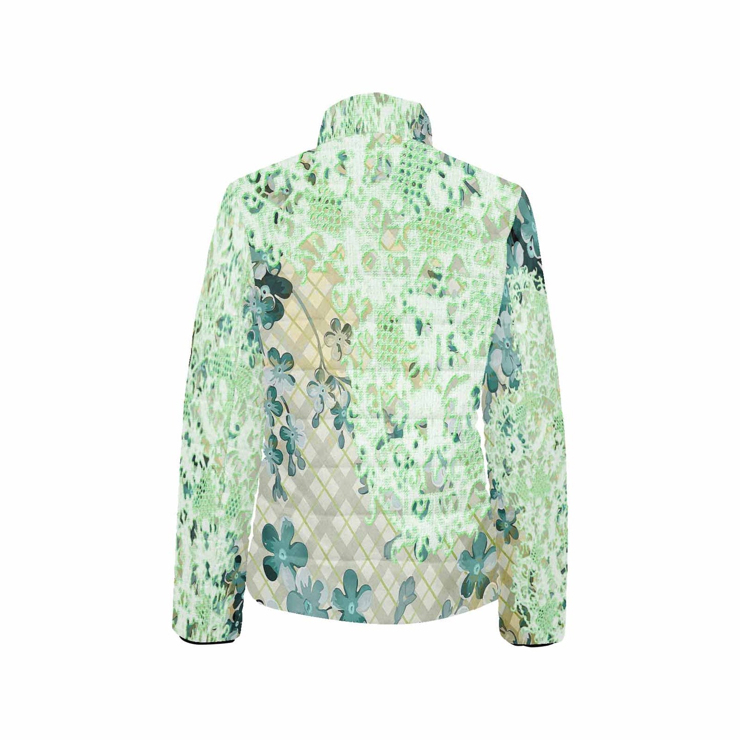 Victorian Lace print womens padded quilted jacket, design 53