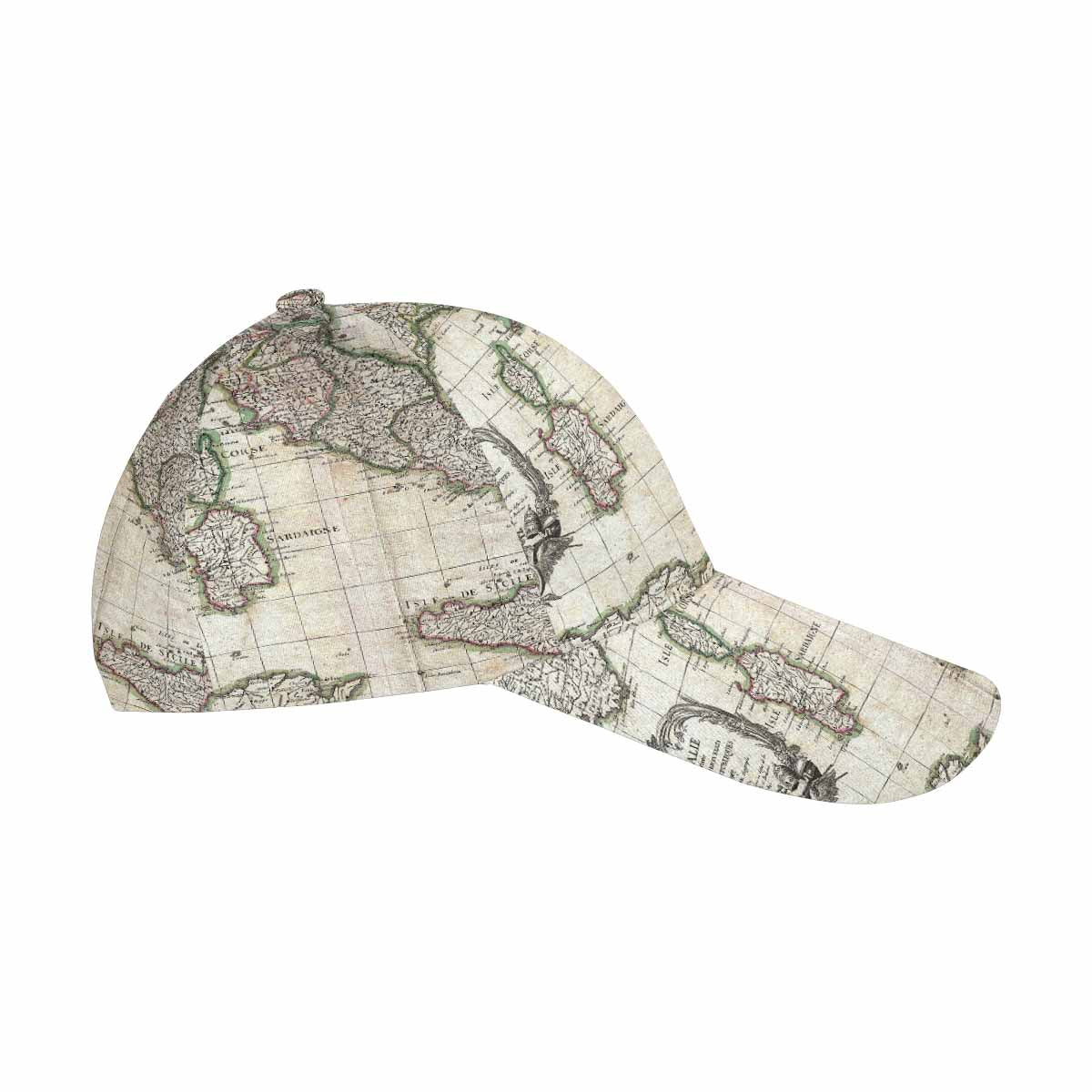 Antique Map design dad cap, trucker hat, Design 6