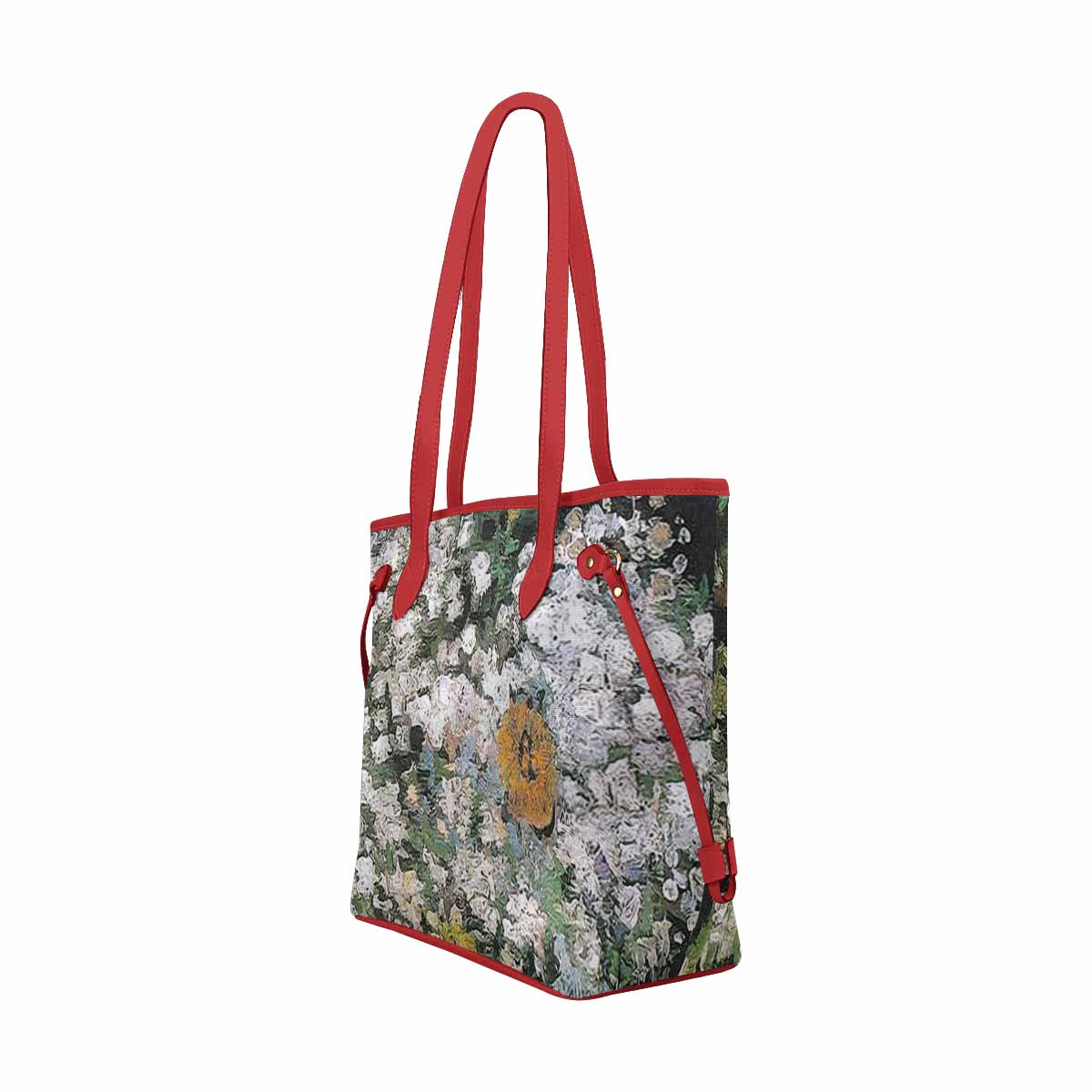 Vintage Floral Handbag, Classic Handbag, Mod 1695361 Design 07, RED TRIM