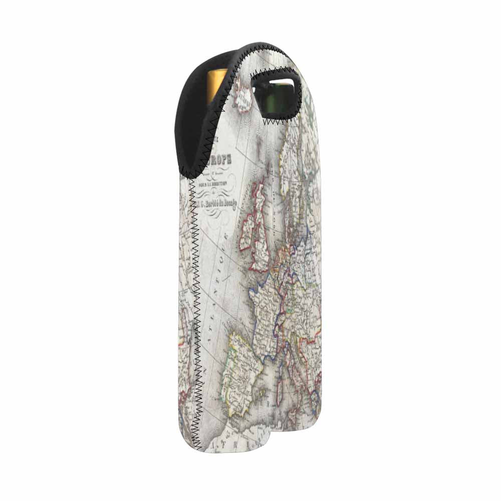 2 Bottle Antique map wine bag,Design 36