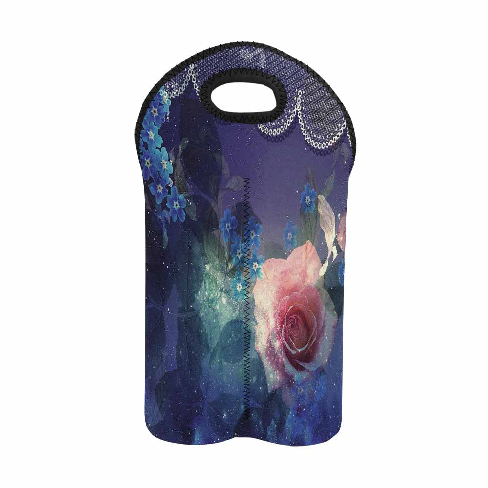 2 Bottle Victorian lace print wine bag, Design 02