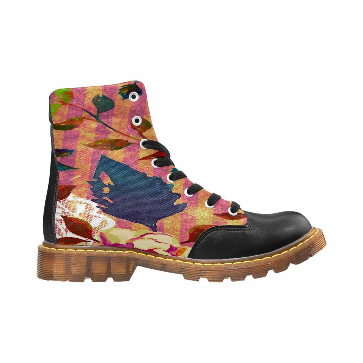 Victorian lace print, cute but tough, Winter walk about  boots, design 22