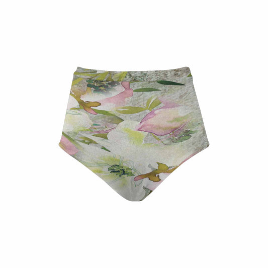 Vintage floral High waist bikini bottom, Design 03