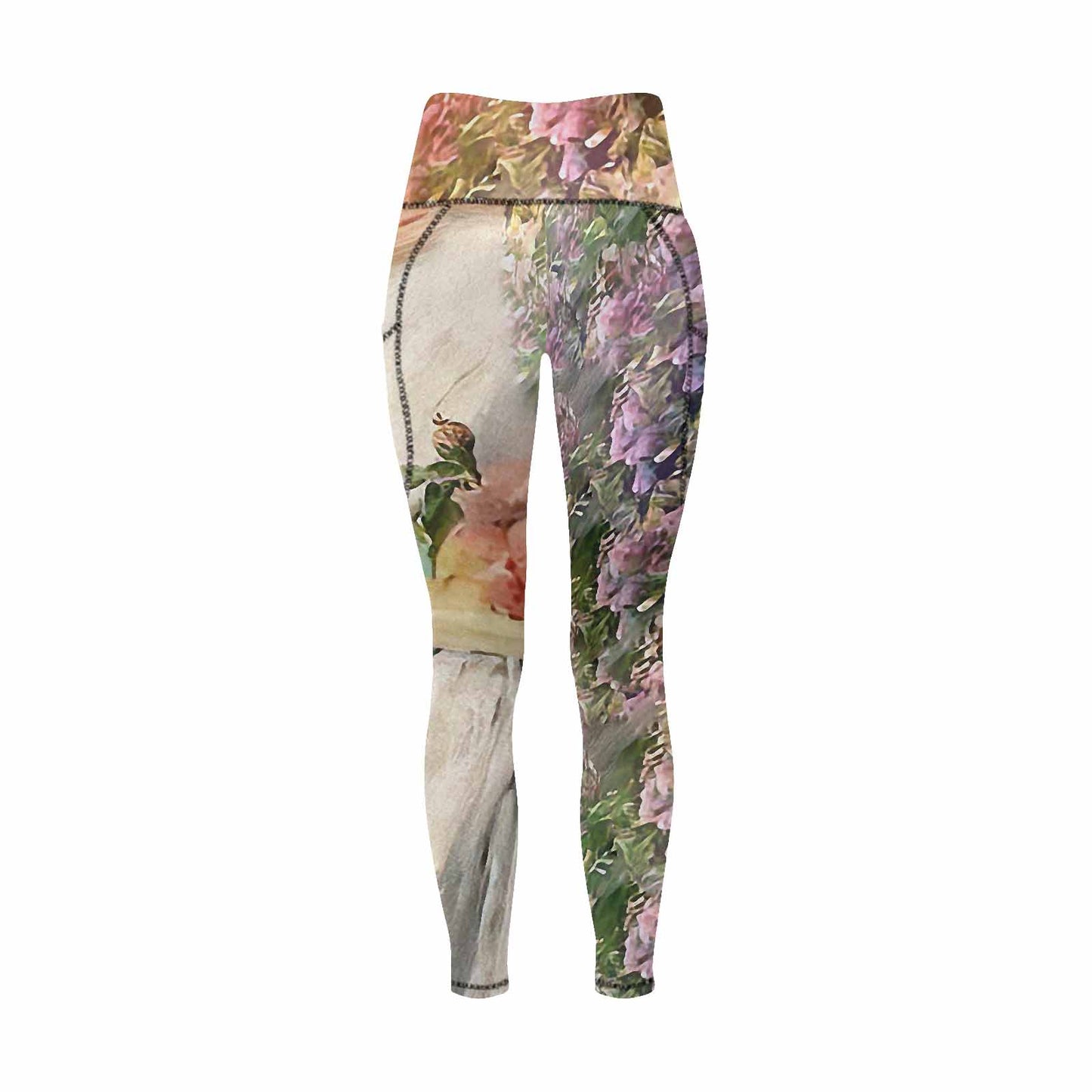 Floral 2, active wear leggings, outside surge, design 64