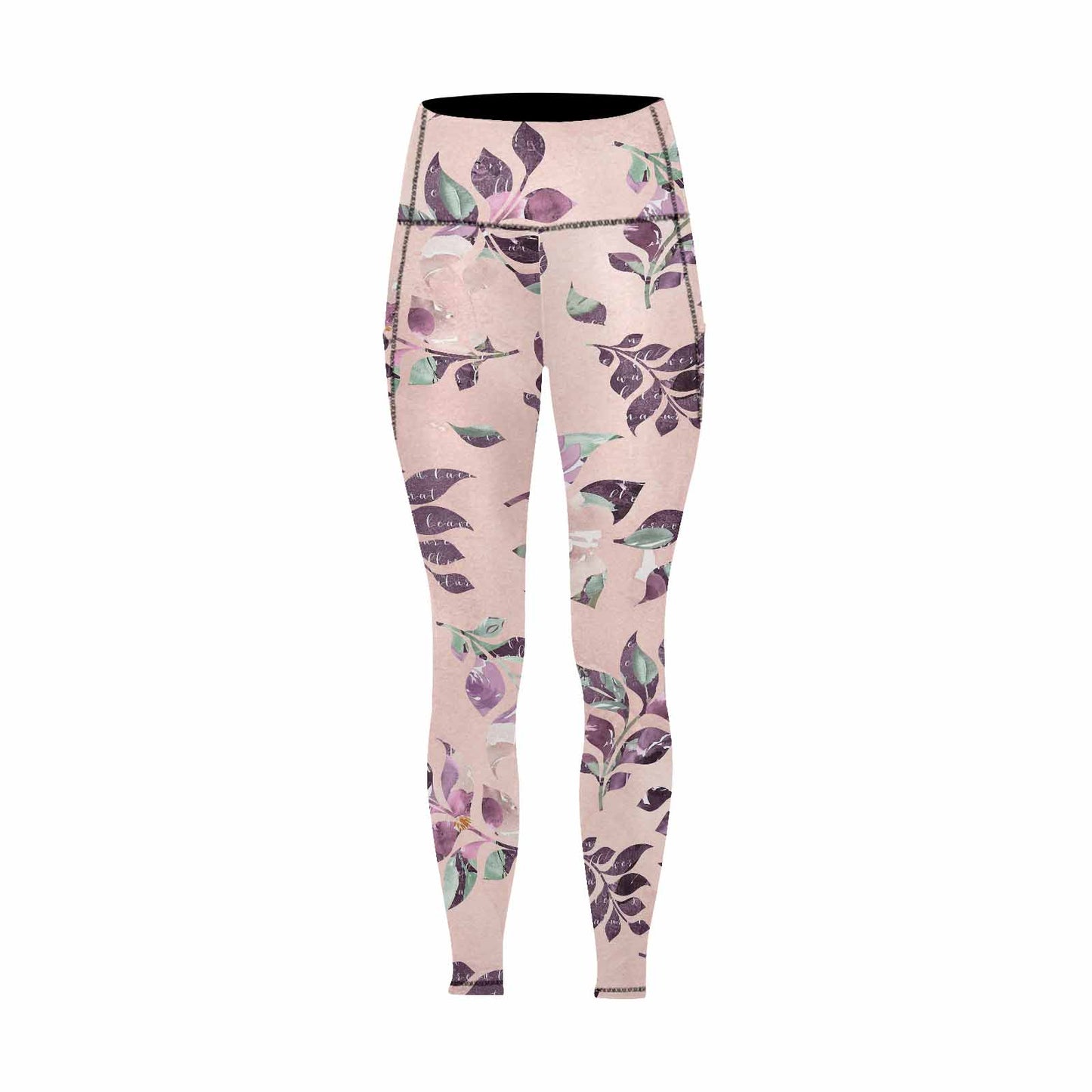 Floral 2, active wear leggings, outside surge, design 42