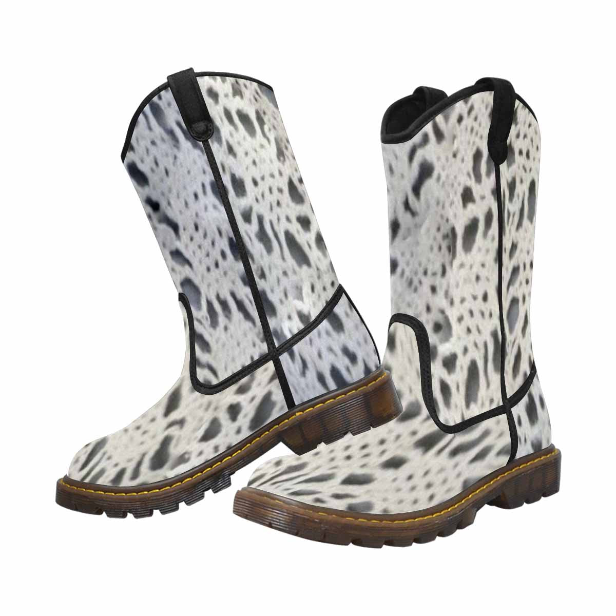 Victorian lace print, western lumber boots, design 12