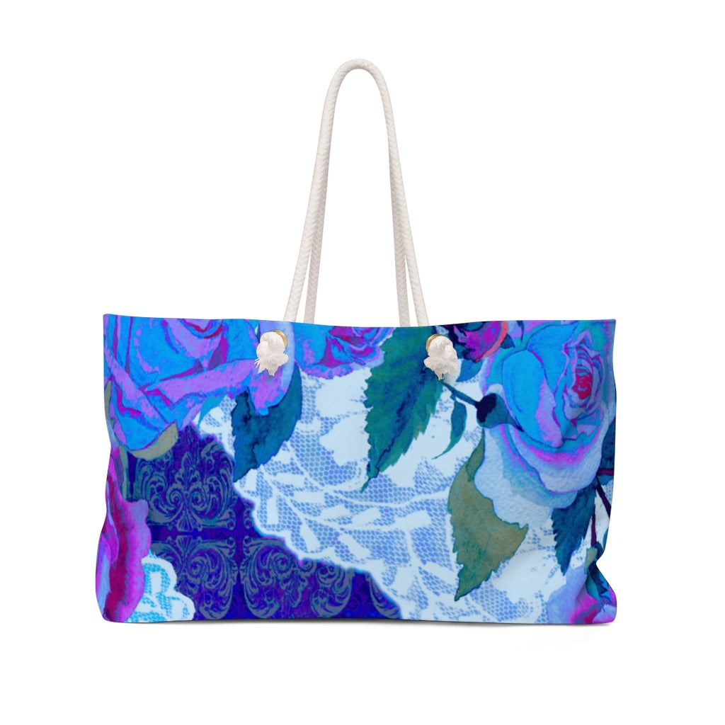 Victorian lace print weekender bag, large, design 20