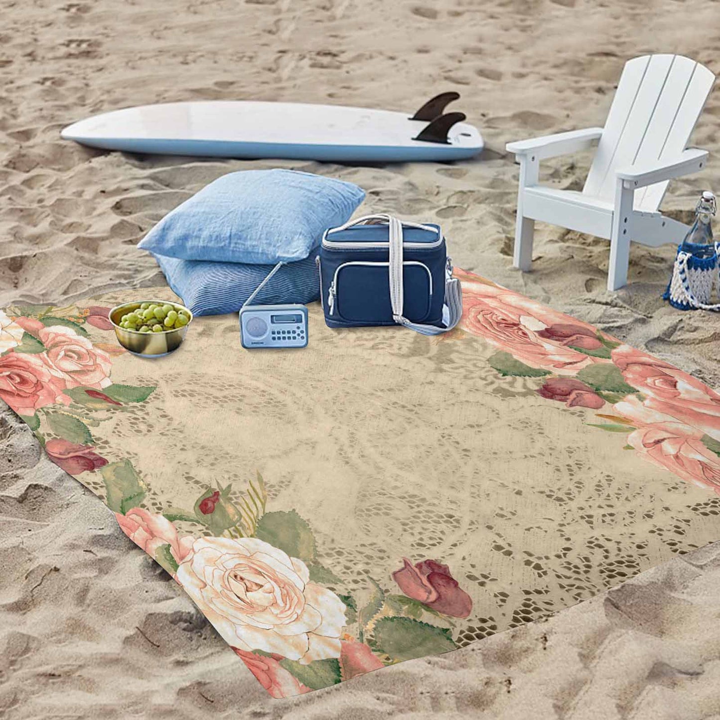 Victorian lace print waterproof picnic mat, 69 x 55in, design 25